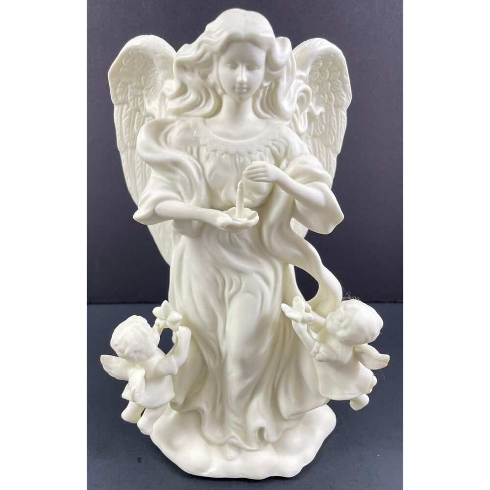 Partylite Angel Of Light White Bisque 8.5" Tea Light Holder Religious P7713